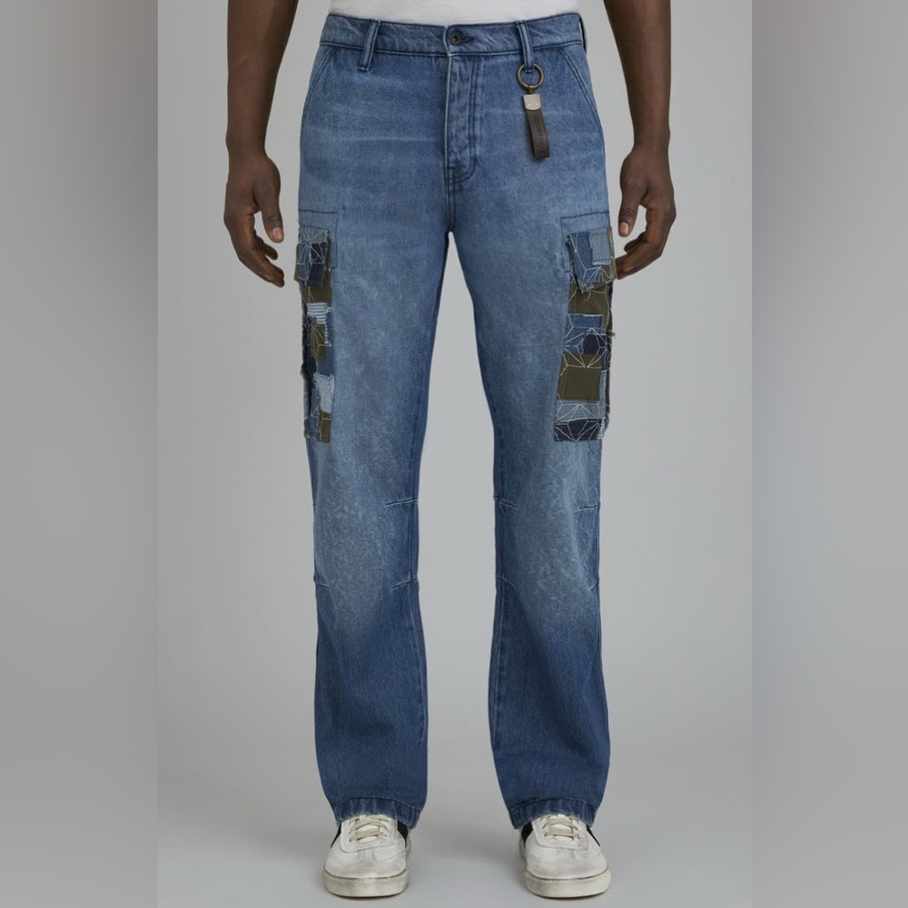 PRPS Miyagi Patchwork Japanese Selvedge Denim Men Jeans 28  Blue Cargo
